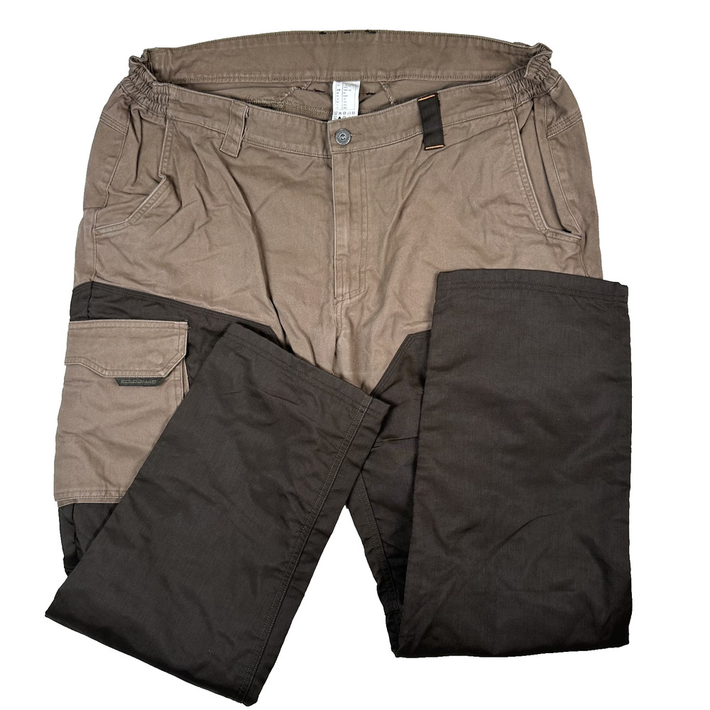 Decathlon Solognac Tapered Hunting Pants Brown Hiking Workwear Men's Size 3XL